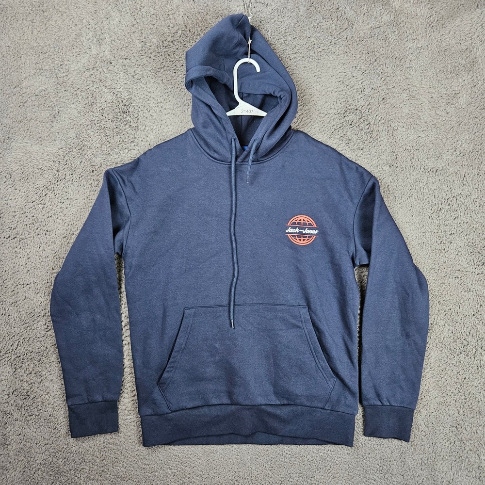 Jack‎ & Jones Mens JORCOLTON Graphic Hoodie Navy Blue 12192616 Small